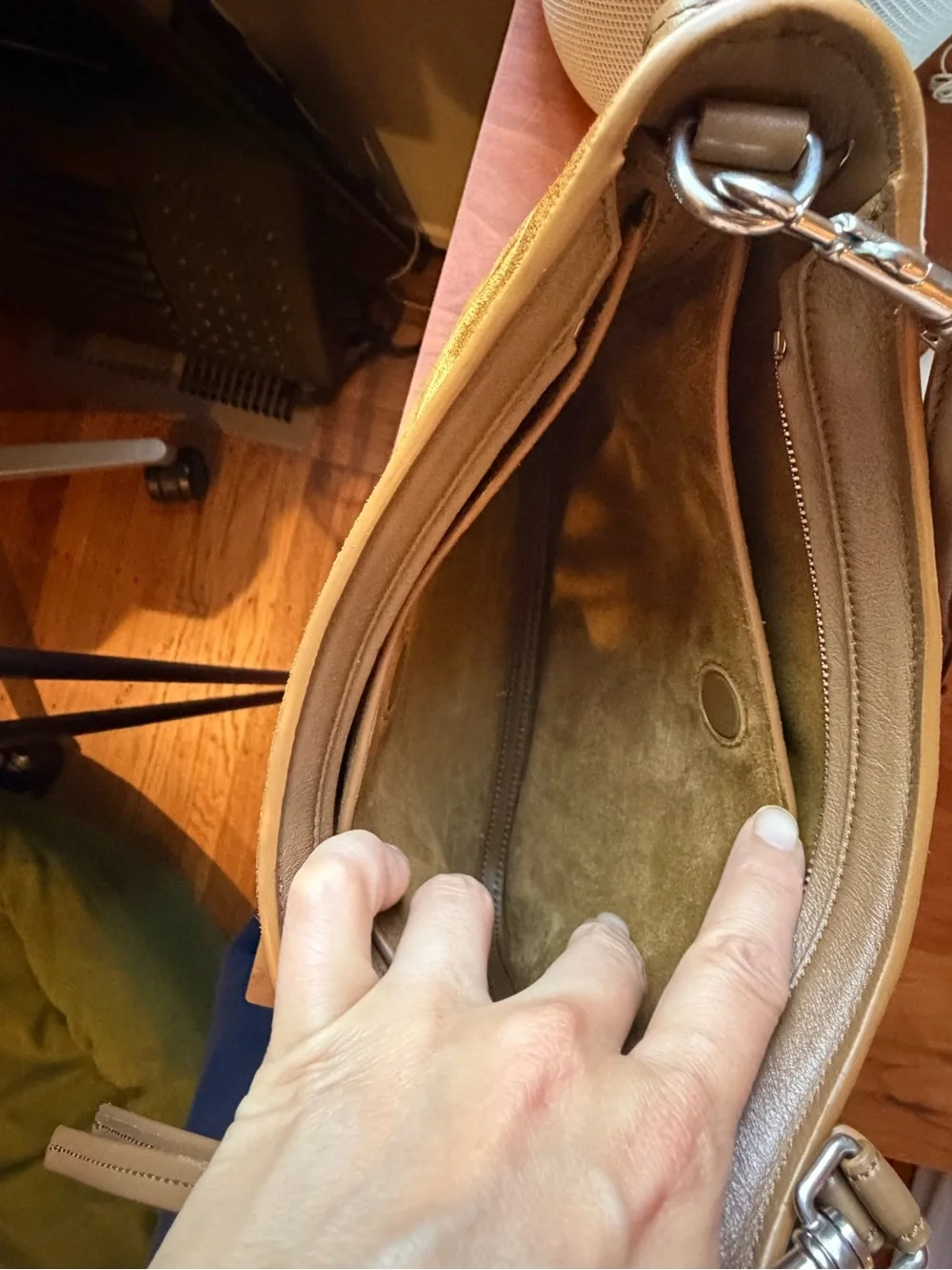 Phoebe Philo small Gig Bag in Toffee Suede